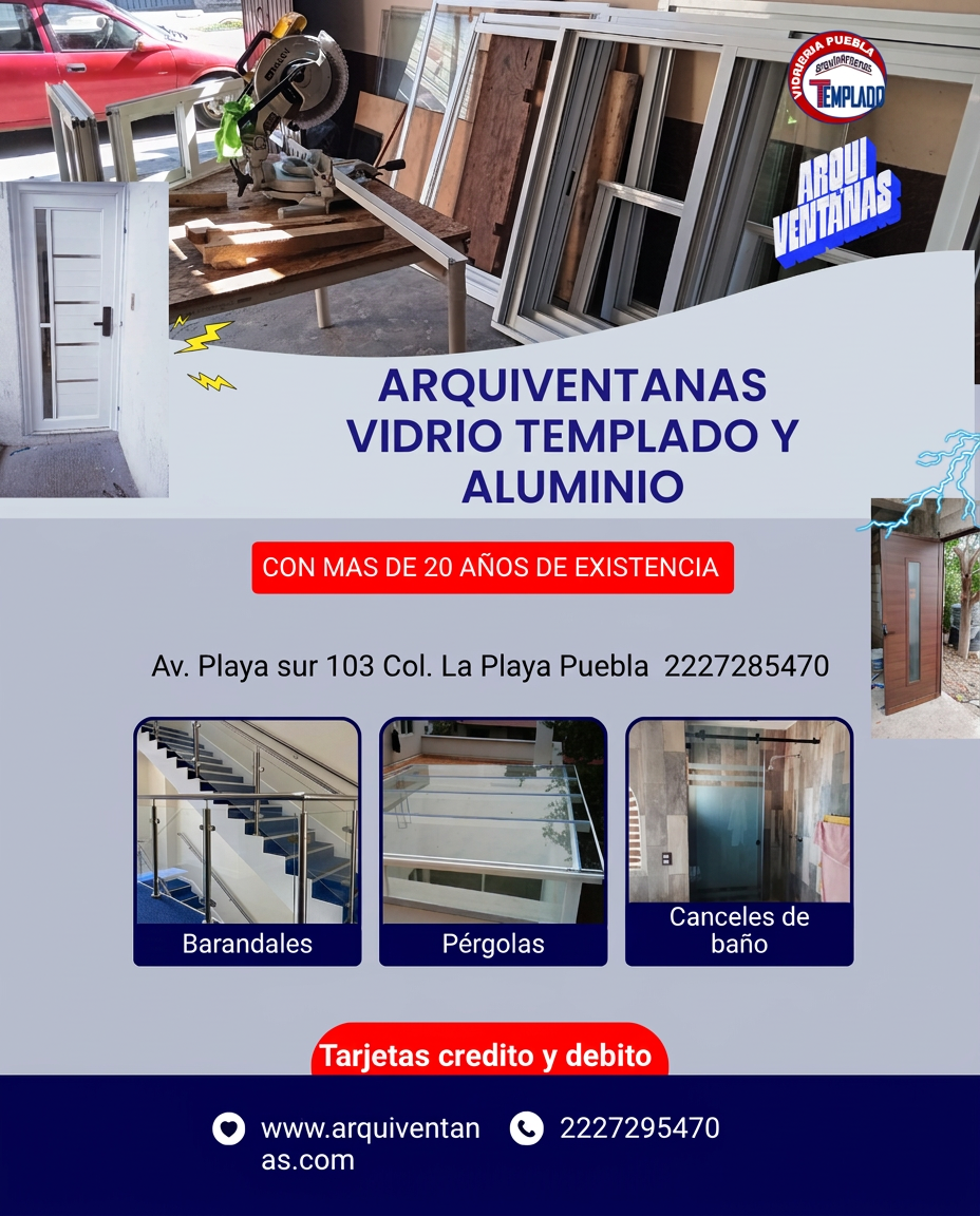 Vidrieria en Puebla, vidrio templado y aluminio